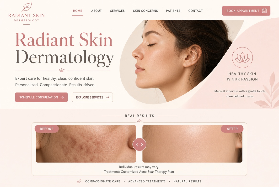Dermatology website example
