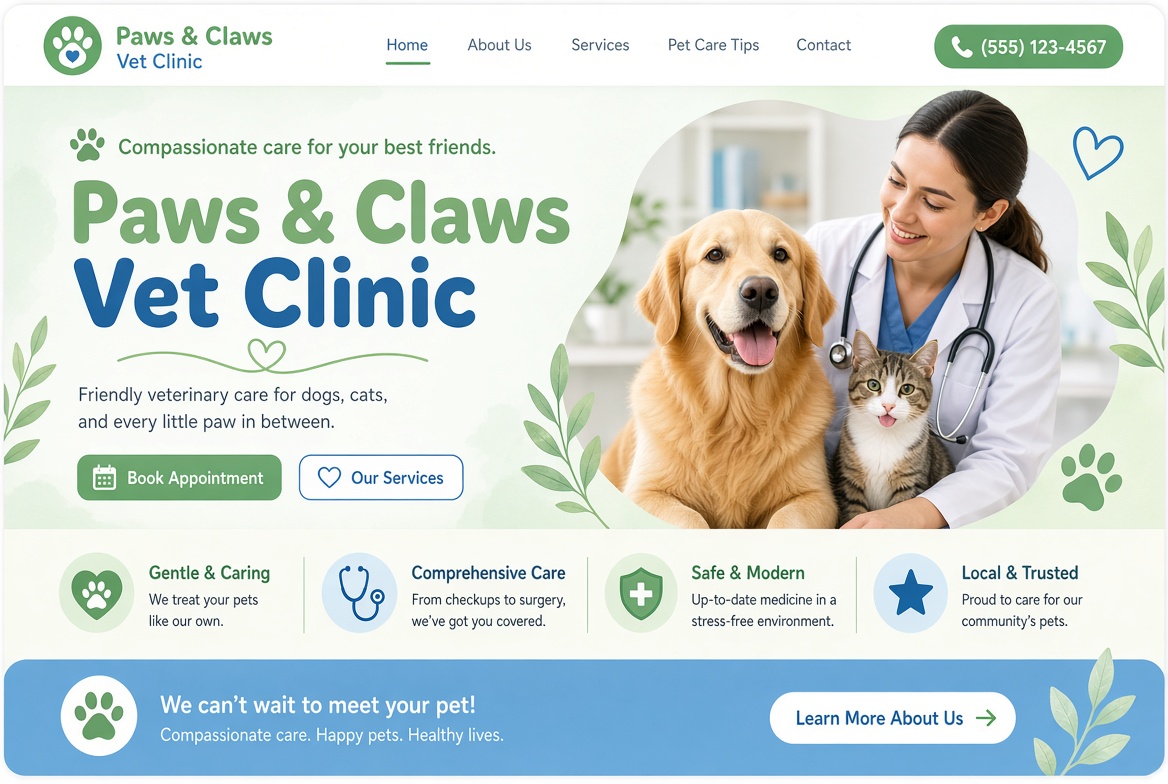 Veterinary website example