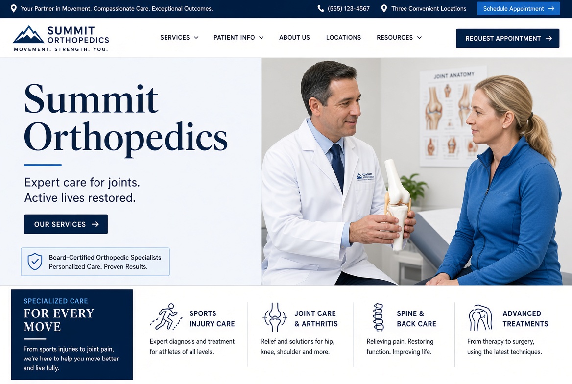 Orthopedics website example