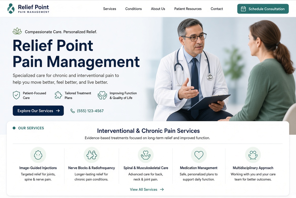 Pain Management website example