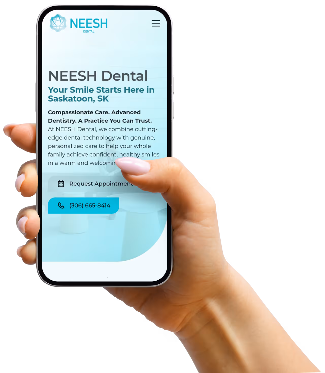 Mobile landing page for a local family clinician PPC campaign
